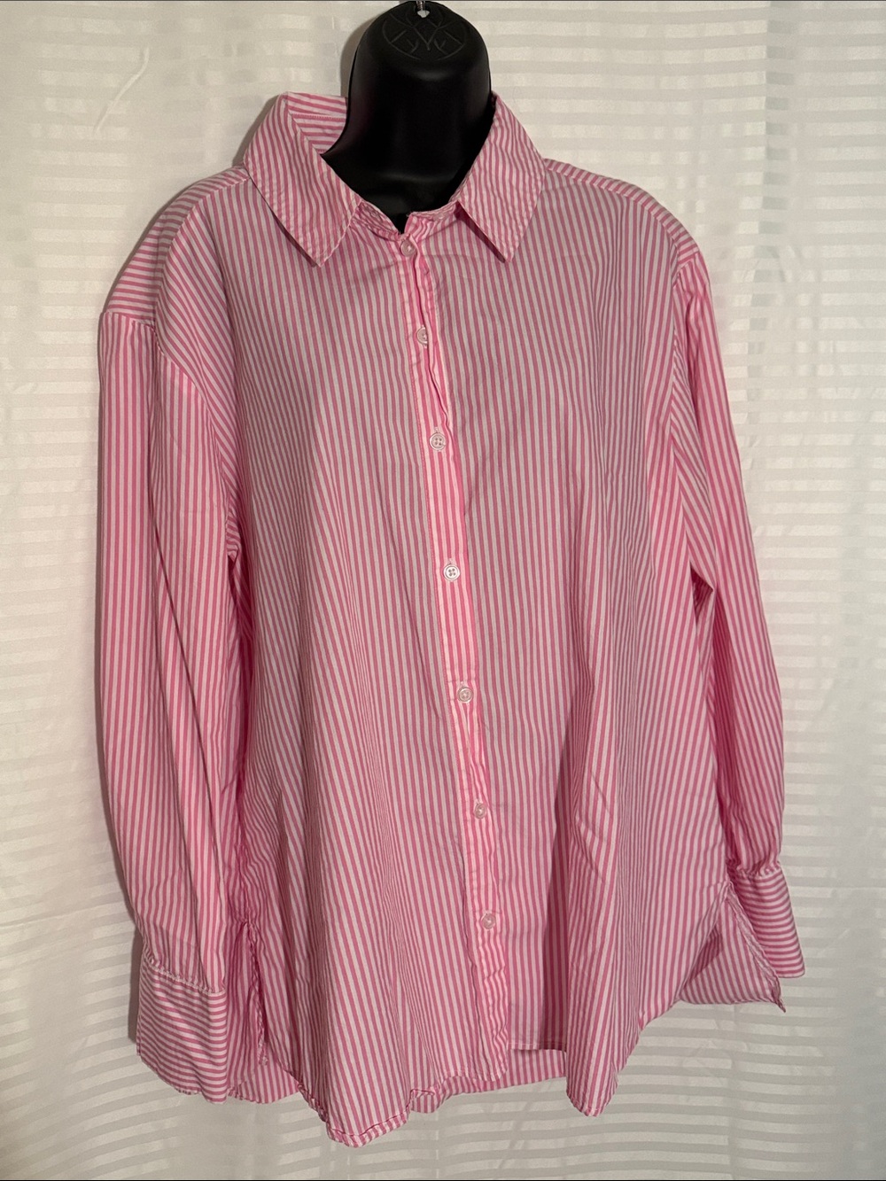 Velvet Heart Pink and White Striped Button-Down Blouse